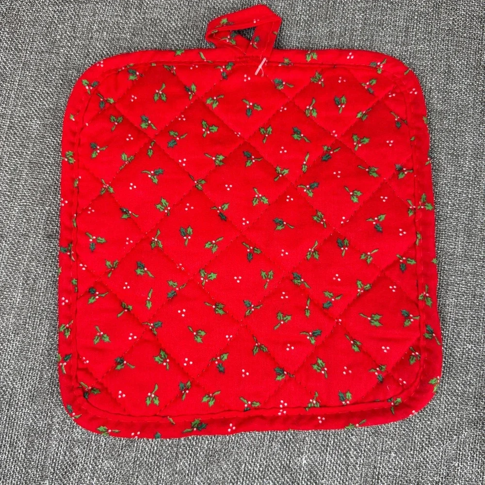 Vintage 1986 Christmas Rocking Horse Pot Holder Oven Mitt Set Hiliday Gift